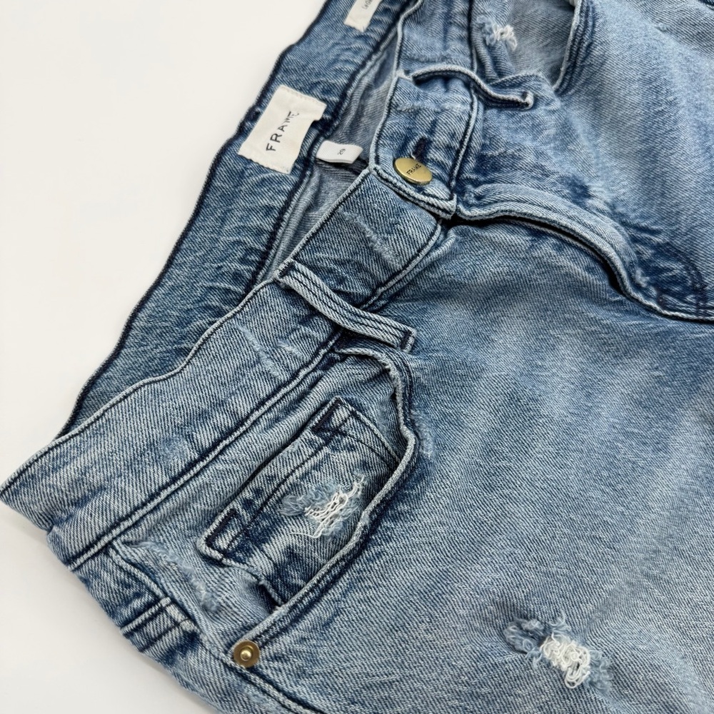 Frame Le Garcon Distressed Jeans Beldon Rips Mid Rise Straight Fit - Picture 4 of 6